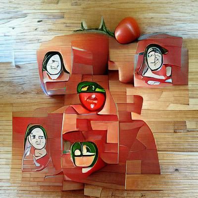 Tomato Family Portrait in Cubist Pop Art Style