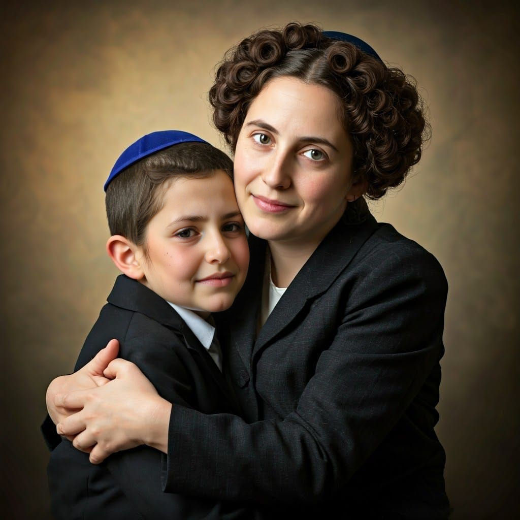 Ultra-Orthodox Mother Embracing Her Devout Son