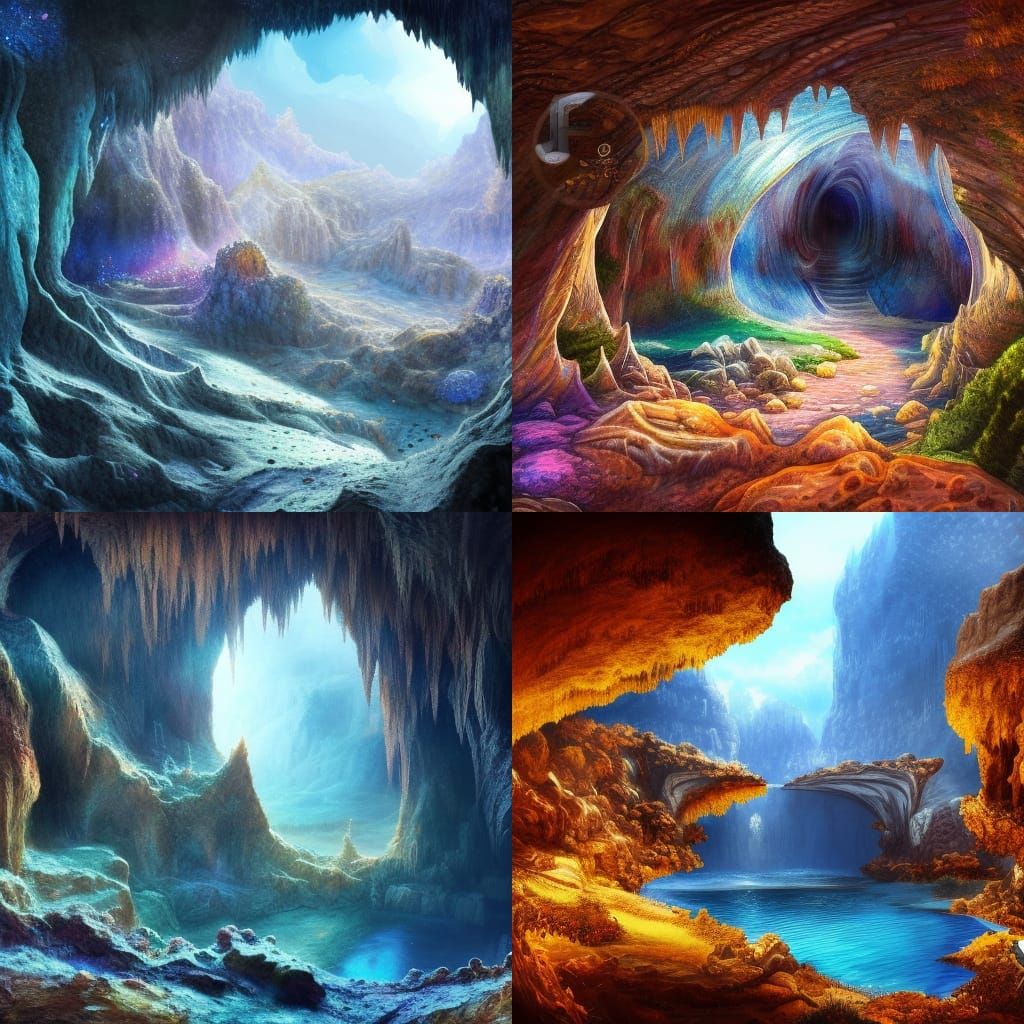 Detailed Crystal Cave Fantasy Concept Art