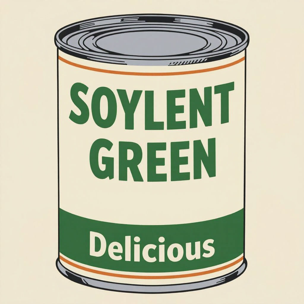 Soylent Green Can: "New! Delicious" in Andy Warhol Style