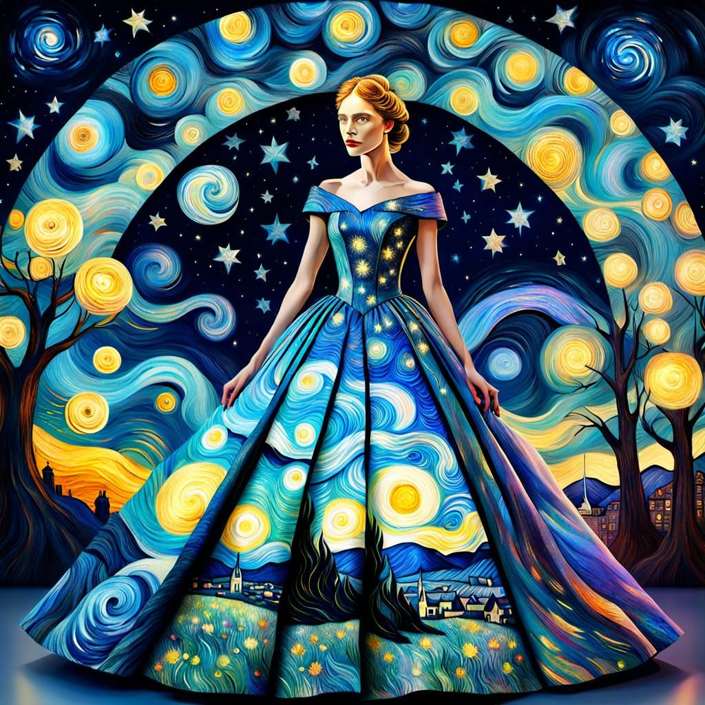 Starry Night Ballgown in Van Gogh Style