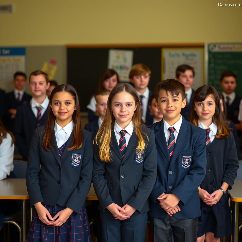 Classic School Class in Uniform Attire