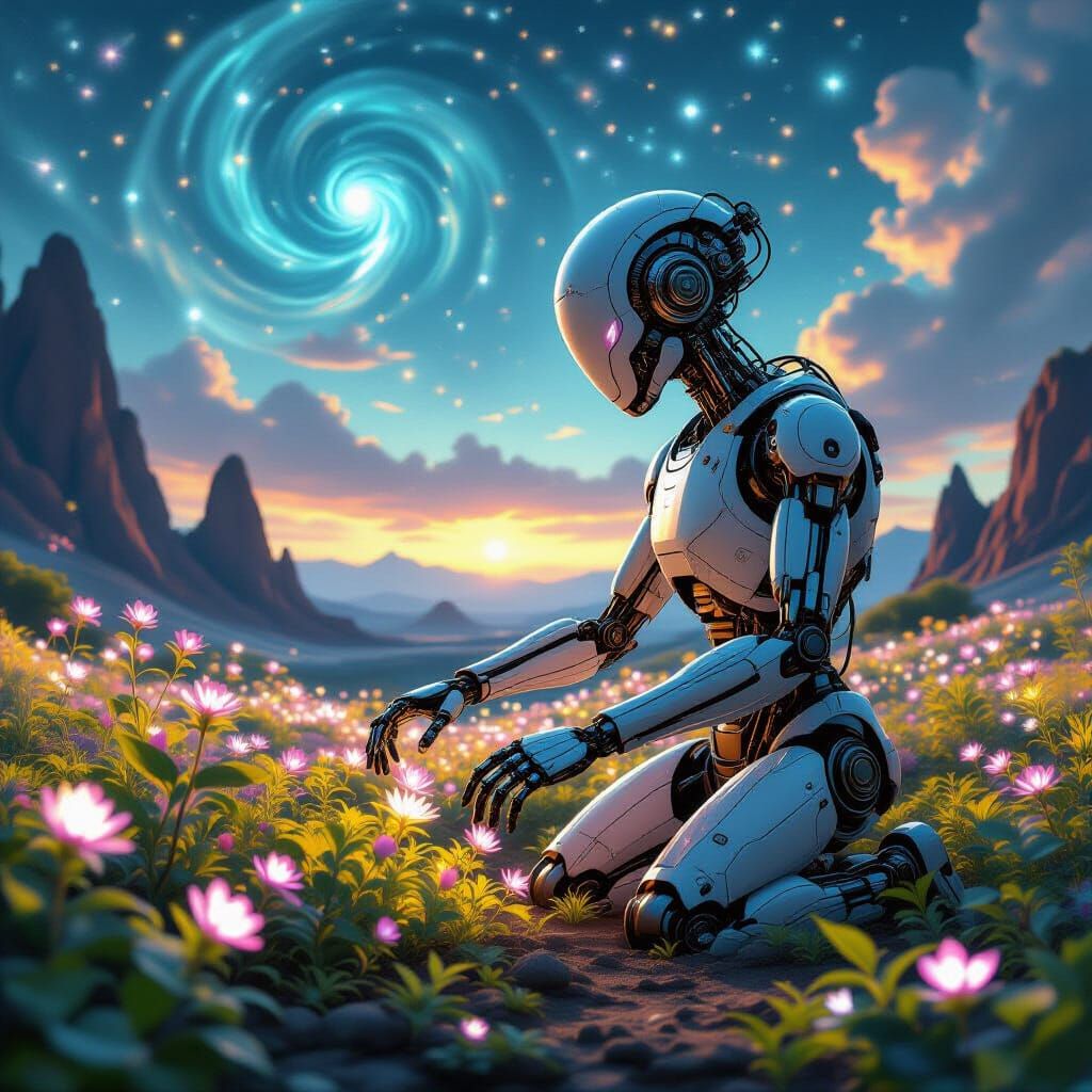 Alien Garden Tended by Clockwork Automaton