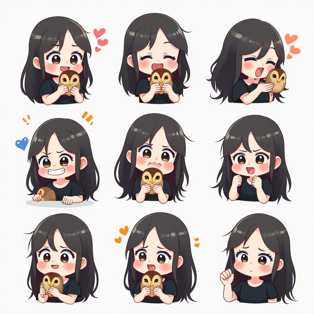 Cute Chibi Girl Emotes in Kawaii Anime Style