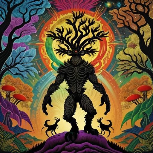 Psychedelic Creatures Dancing Silhouettes, Inspired by Moder...