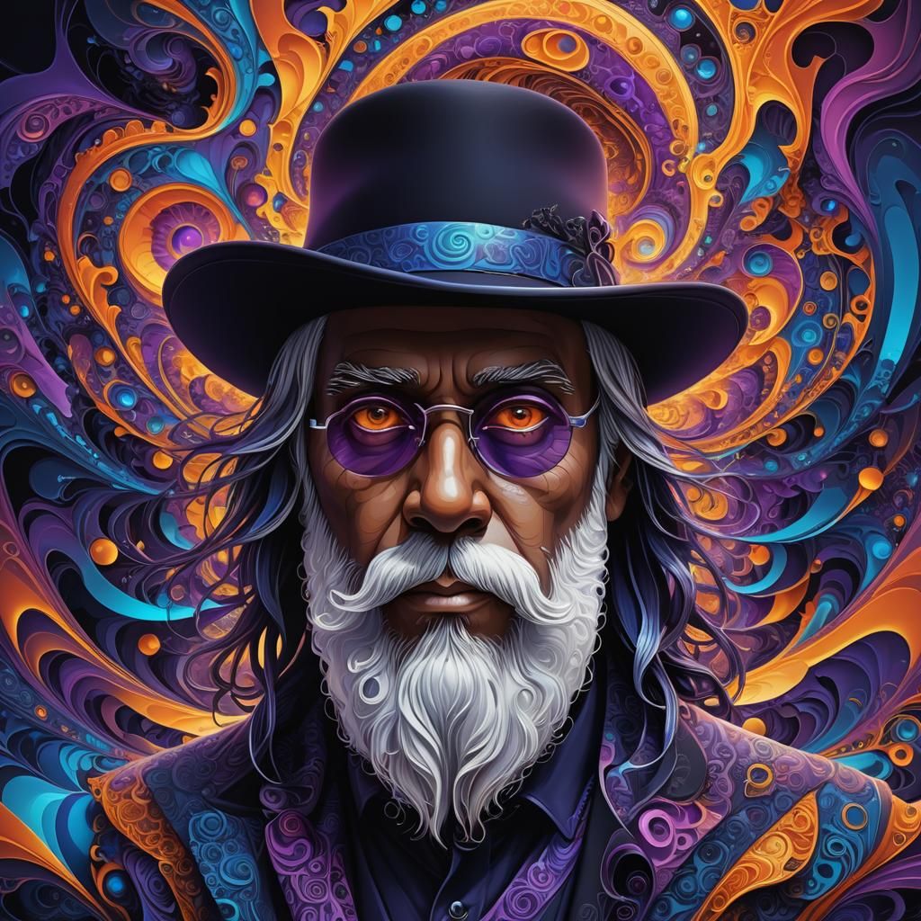 Abstract Fractal: Living Black Hat Portrait