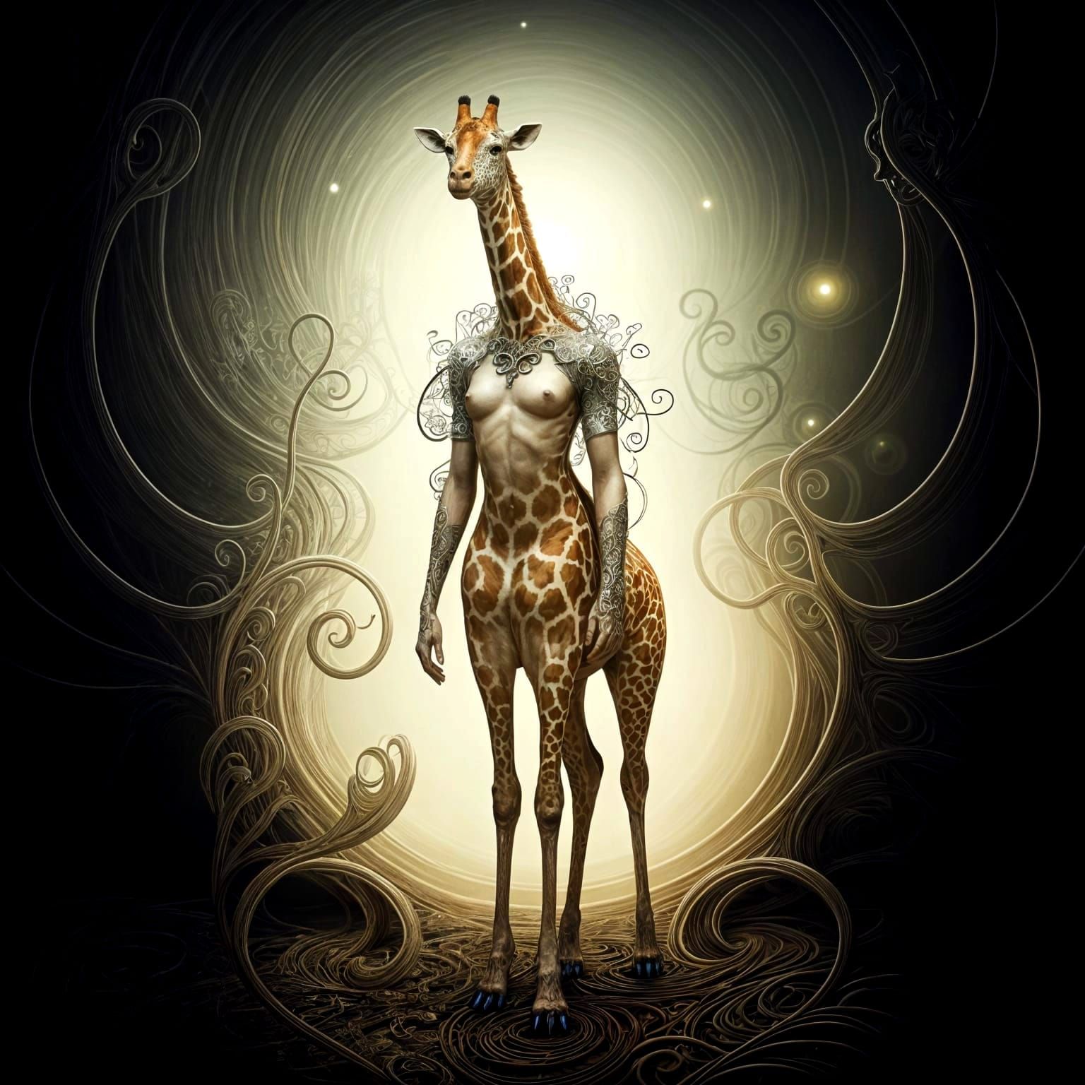 Surreal Androgynous Giraffe Centaur in Ethereal Light
