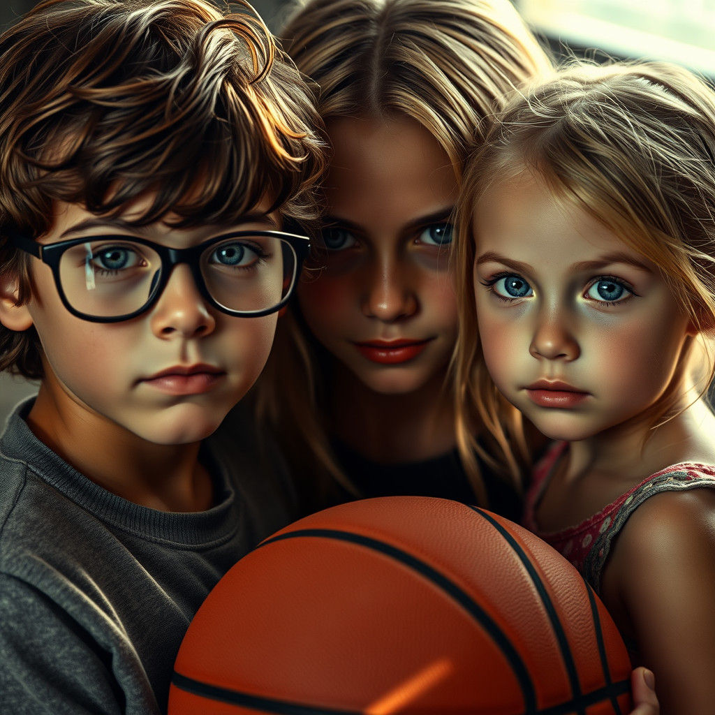Three Siblings in Cinematic, Hyperrealistic Style