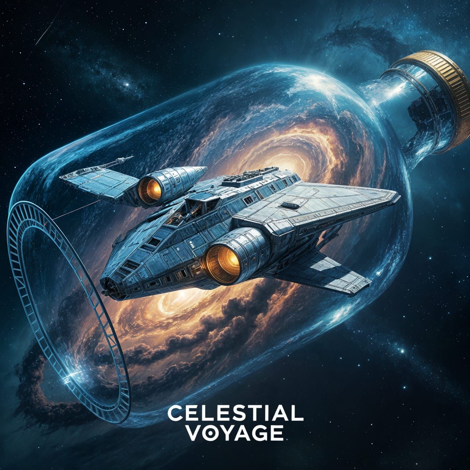 Spaceship in a Bottle: Oil Painting Nebula