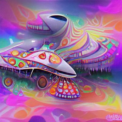 Psychedelic Spaceship Interior: A Vibrant Dreamscape