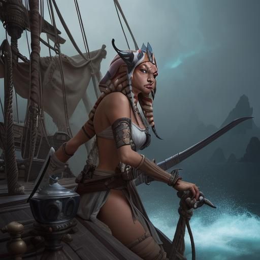Ahsoka as Pirate in Detailed 3D Digital Art