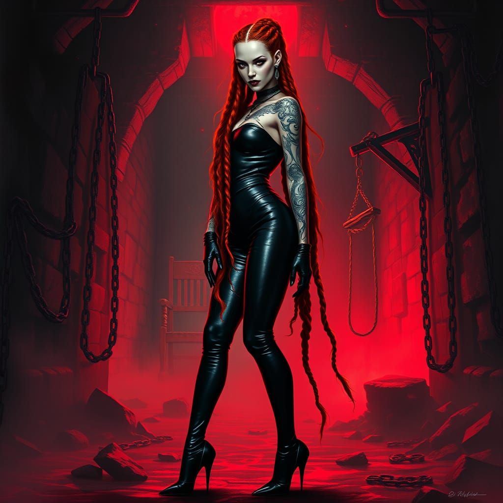 Gothic Vampire Goddess in Tribal Leather