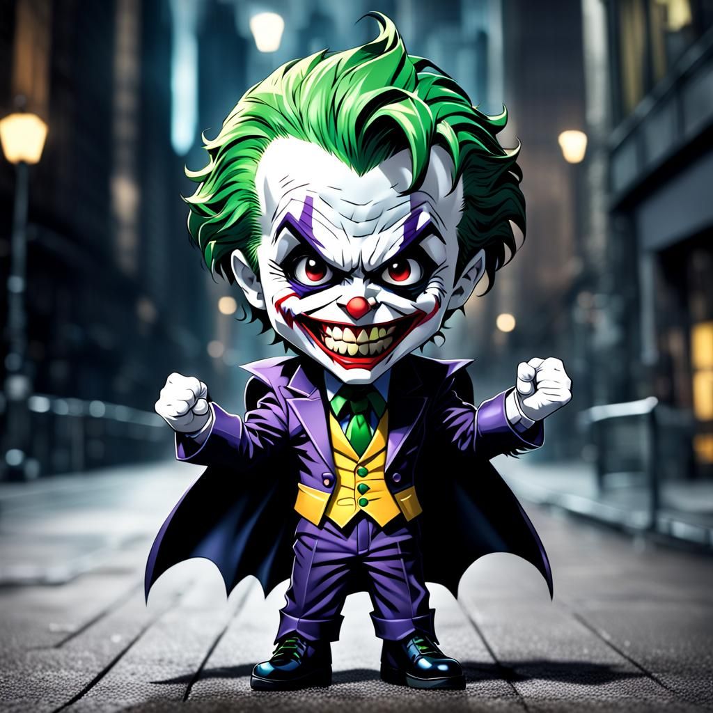 Chibi Joker Taunts Batman in Playful Artwork