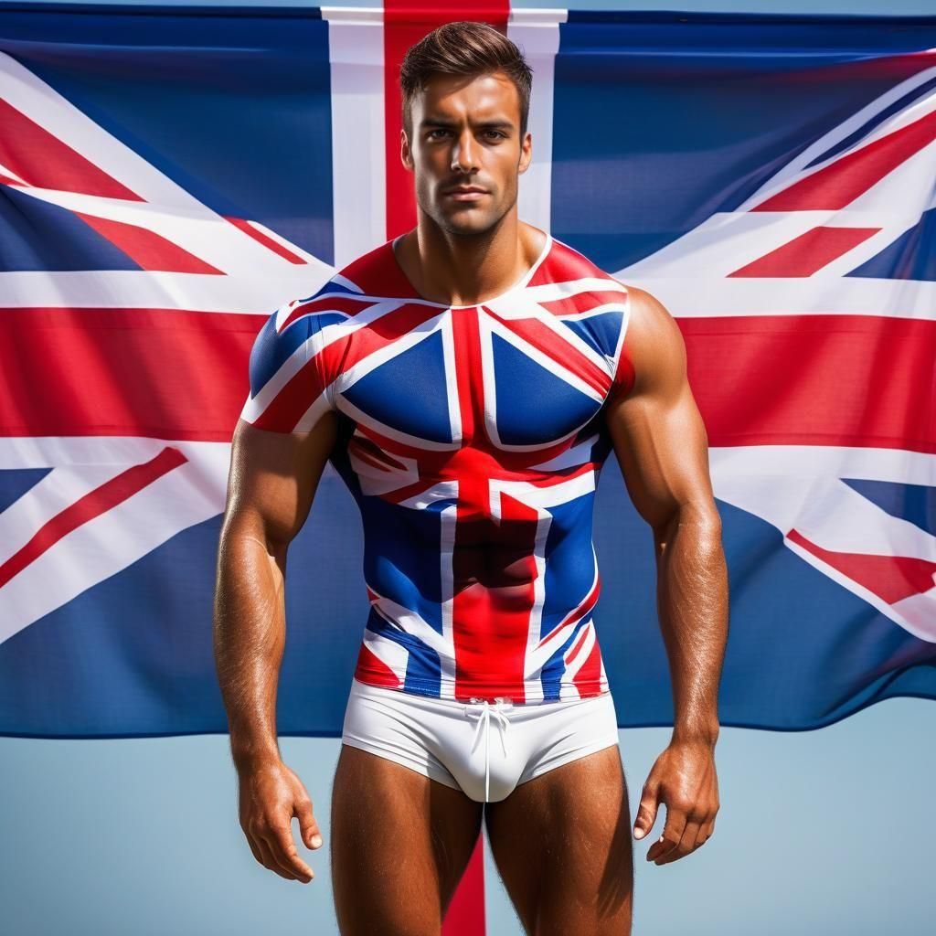 Man Wrapped in Union Jack Flag