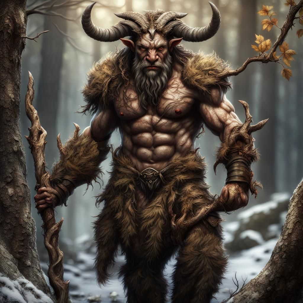 Minotaur Druid Portrait in Forest Setting