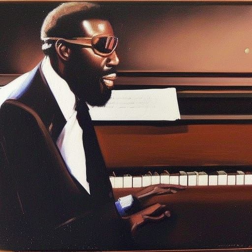 Thelonious Monk in Jazz Club, Oil Painting