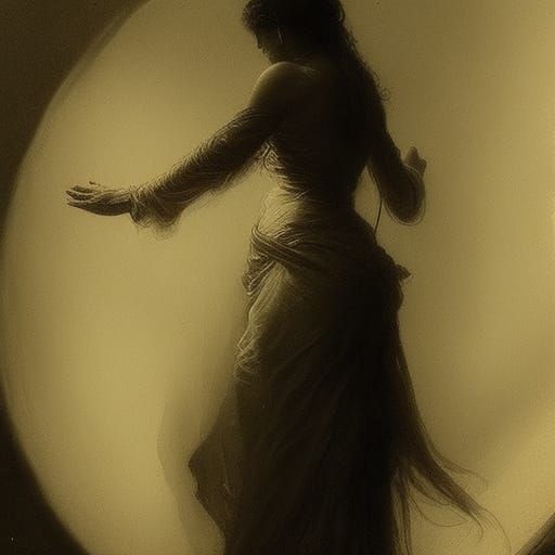 Ethereal Woman in Haunting, Classic Horror Style