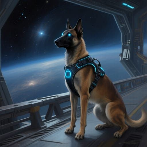 Belgian Malinois on Starship Bridge