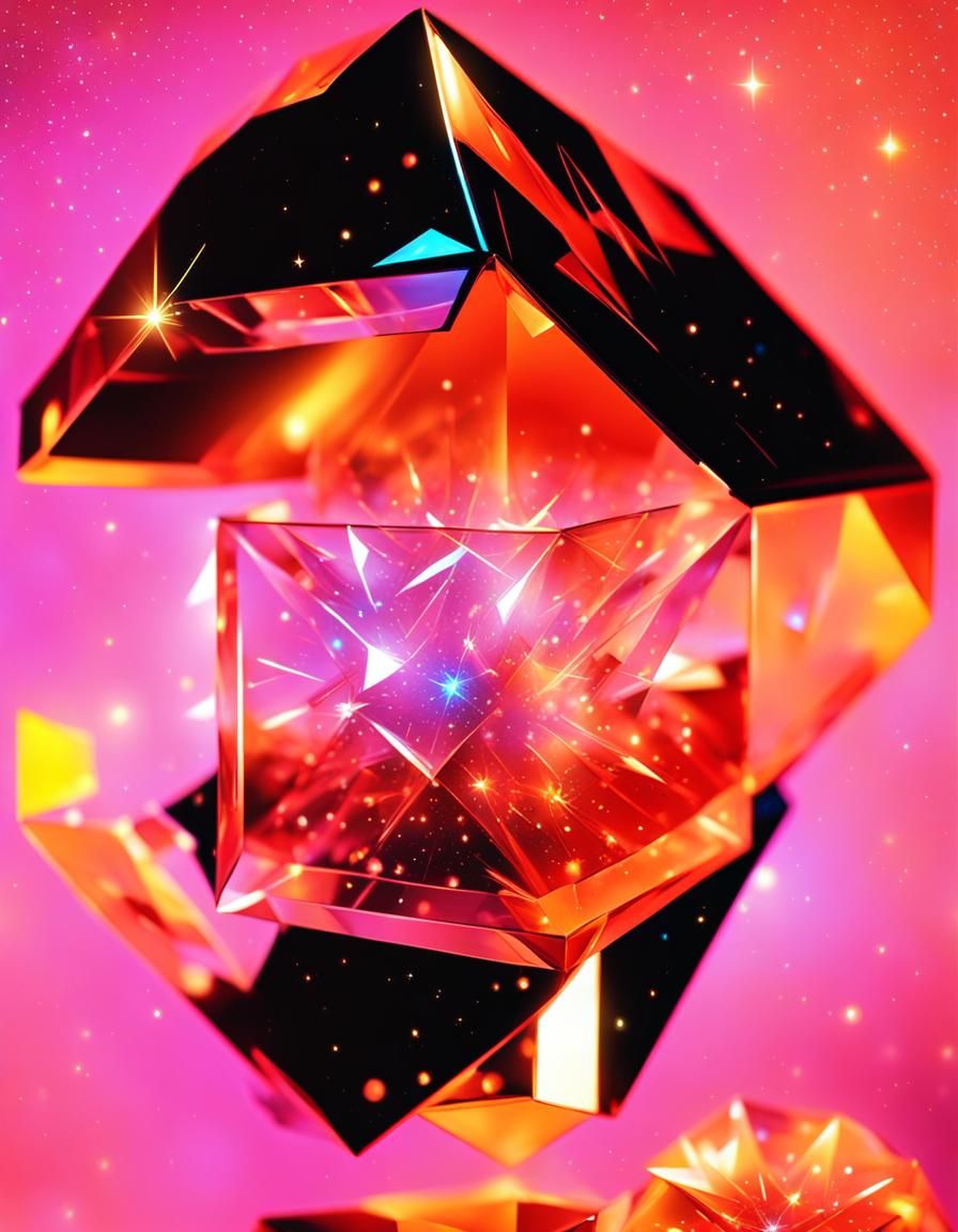 Exploding Star in Crystal Box with Neon Glow