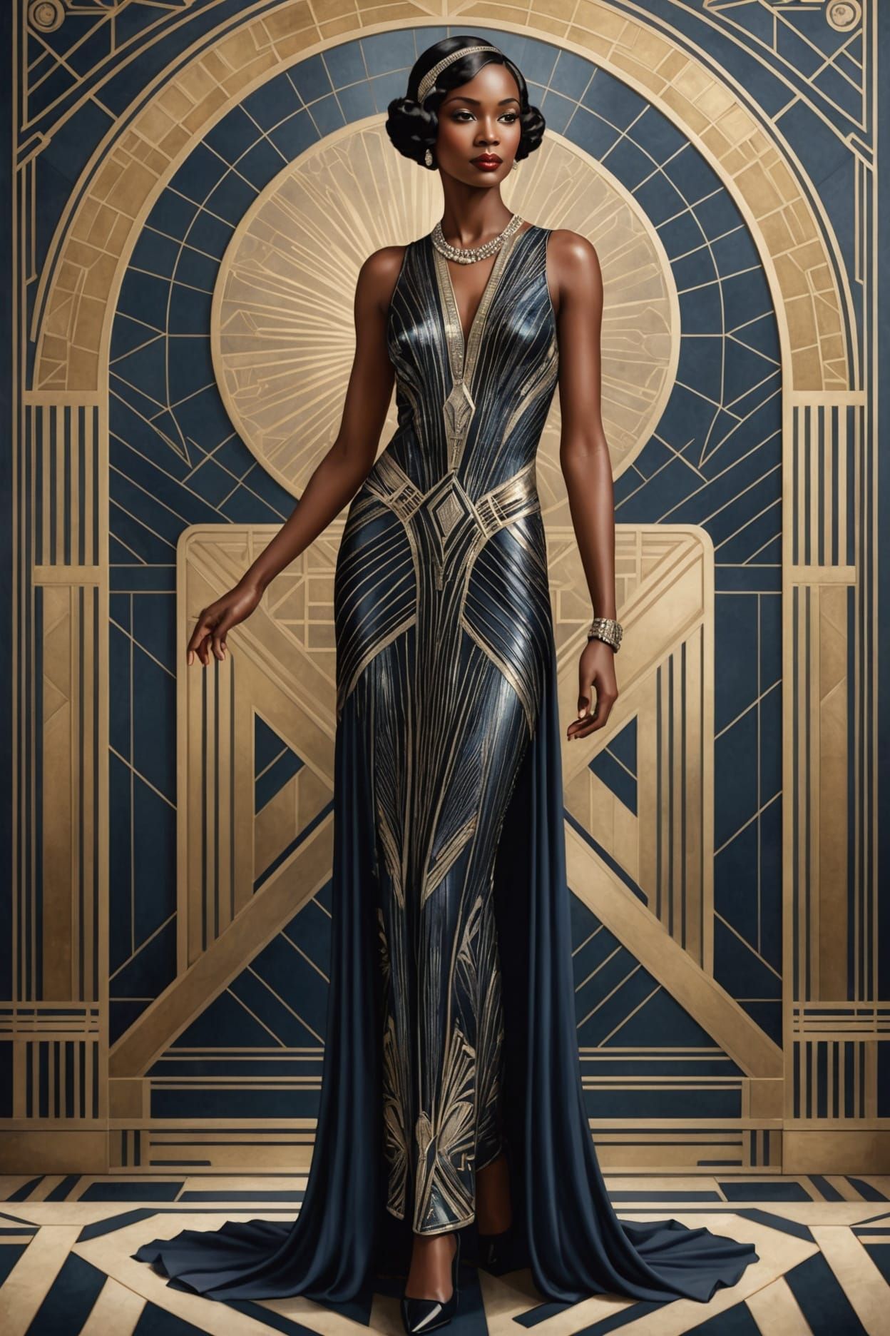 Elegant Woman in Art Deco Portrait