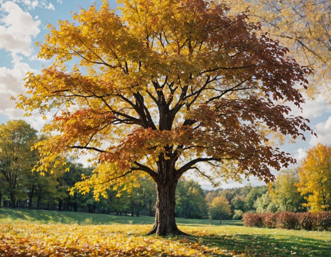 Autumn Tree's Vibrant Leaf Display