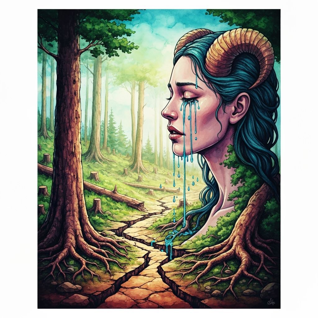 Weeping Goddess of Deforested Lands: Alcohol Ink Art
