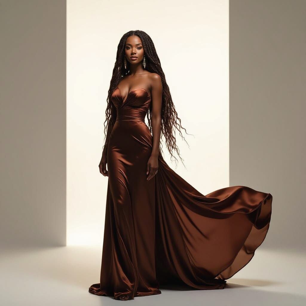 Goddess Locs & Silk Gown Editorial Portrait