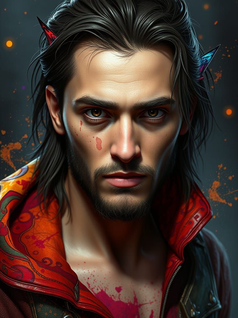 Ethereal Portrait in Vibrant Triadic Hues