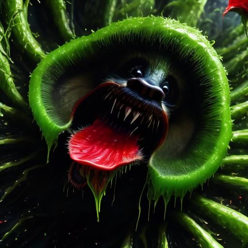 Menacing Venus Flytrap with Fangs and Poison