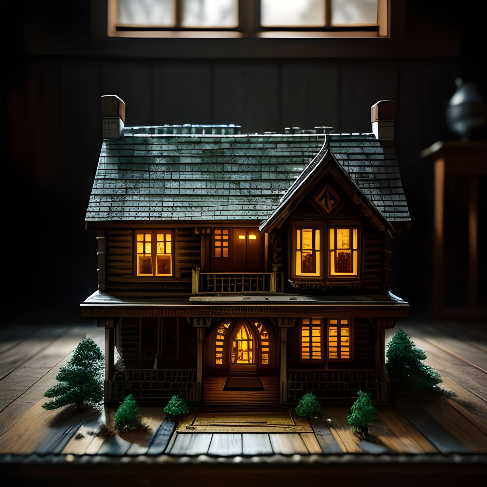 Fantasy Diorama in Wooden House, Hyperrealistic