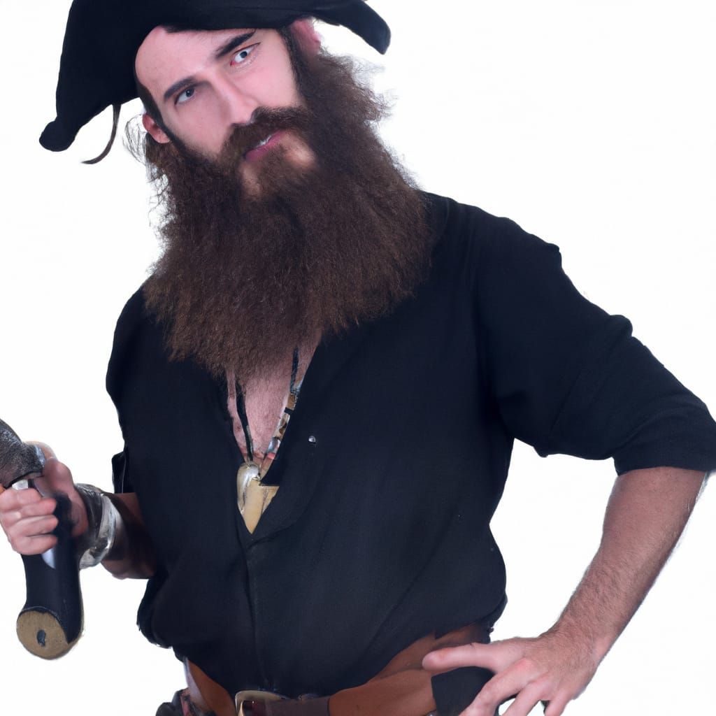 Blackbeard Pirate with Flintlock Pistol: Digital Rendering