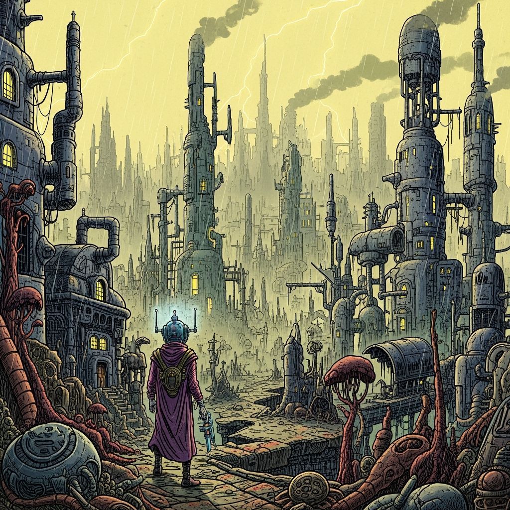 Grimdark Landscape Illustration in Comic Book Style