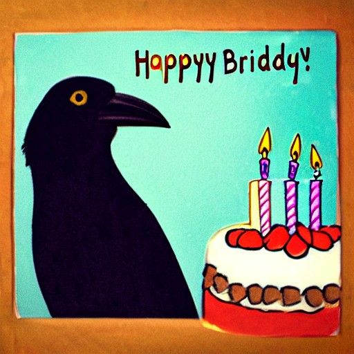 Crow Enjoying Birthday Cake