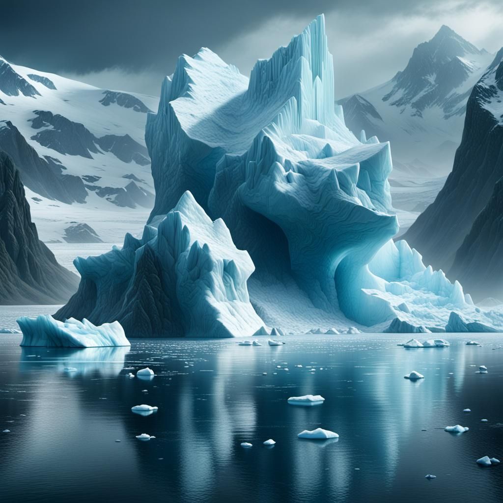 Epic Iceberg in Dramatic Digital Matte Painting