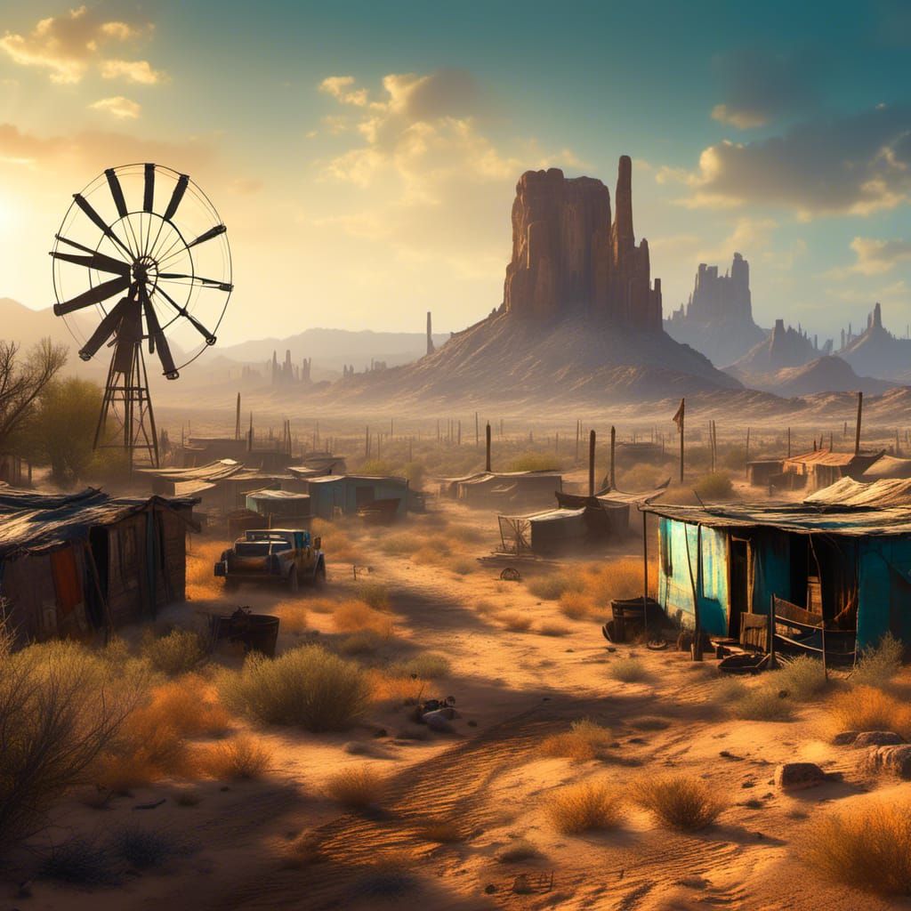 Post-Apocalyptic Desert Landscape with Dynamic Lighting
