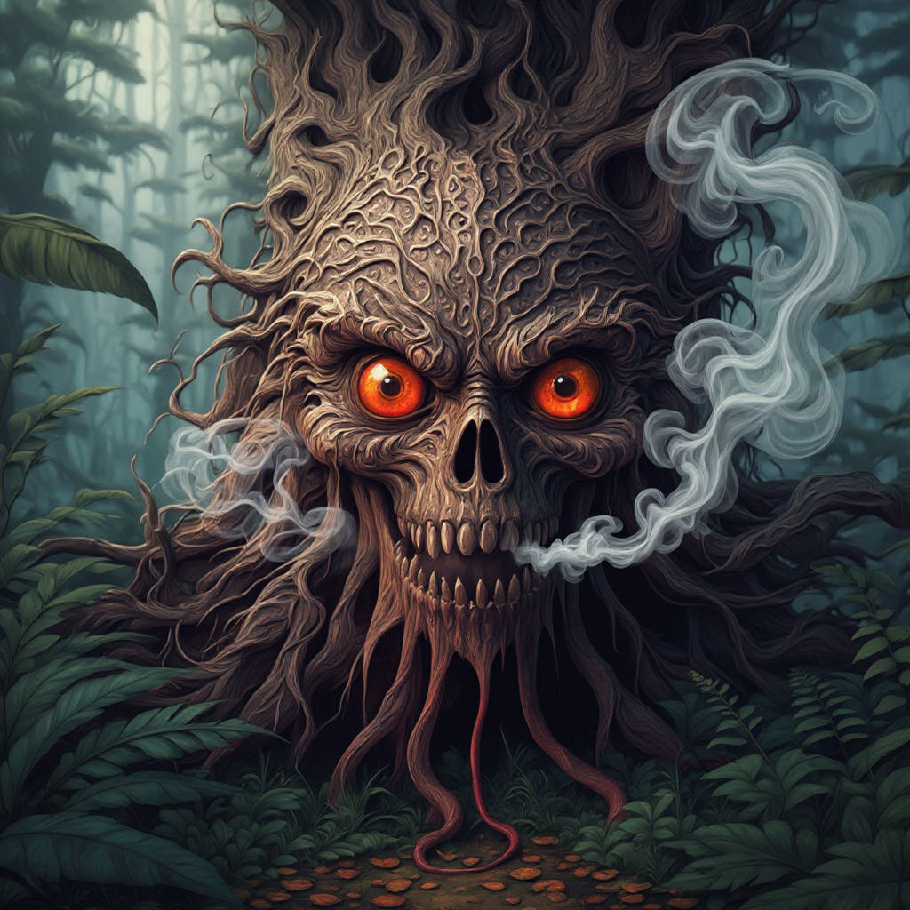 Mystical Wood Creature with Red Eye in Jungle