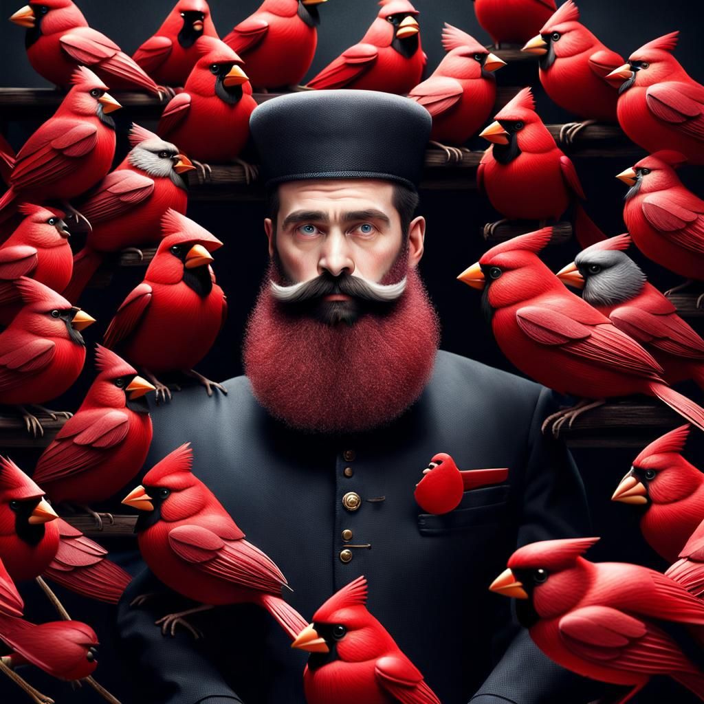 Cardinals in a Giant Beard: A Surreal Photo