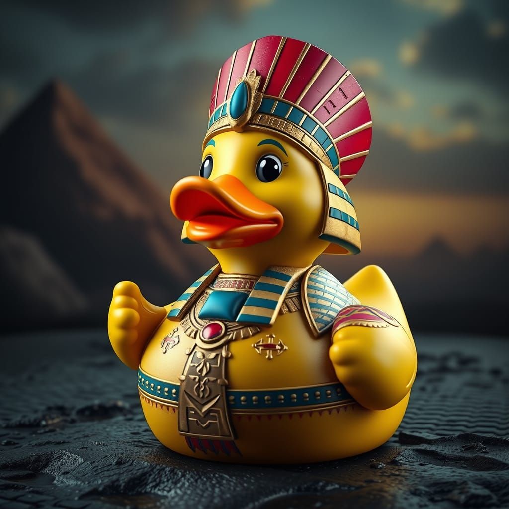 Vibrant Rubber Duck in Ancient Egyptian Regalia
