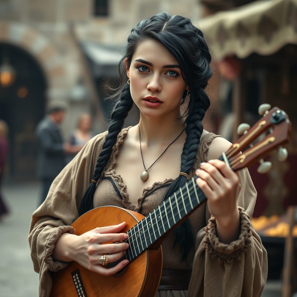 Viking Supermodel in Medieval Bazaar