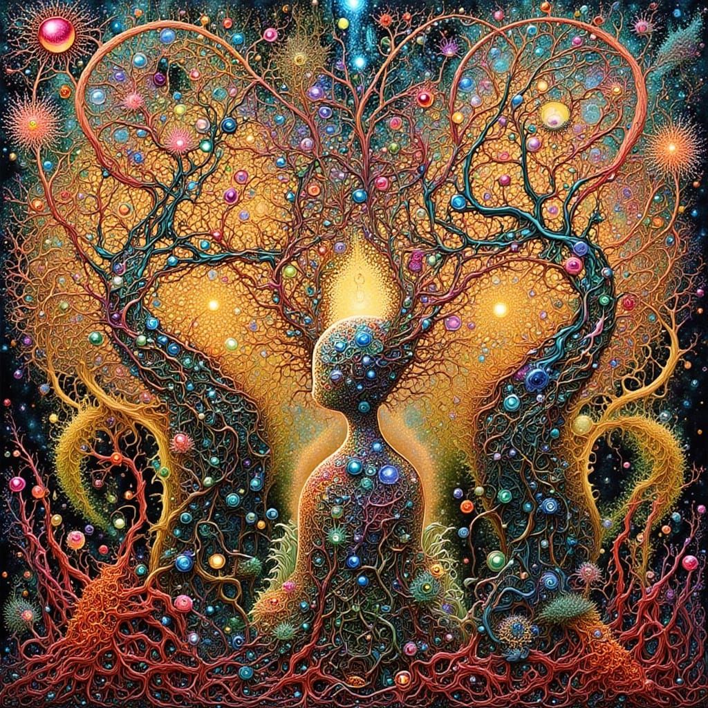 Vibrant Roots Collage in Abstract Expressionist Style