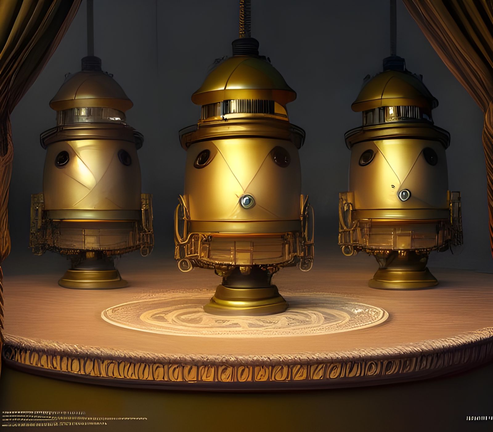 Steampunk Gold Toddler Lampshade in Digital Art Style