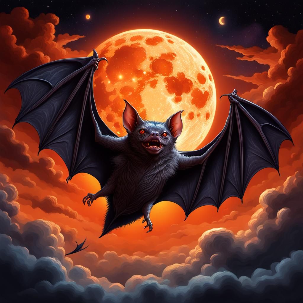 Vampire Bat Soaring in Astral Dreamscape