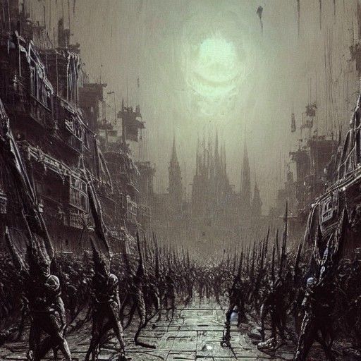 Skeleton Army Conquers a Cyberpunk City