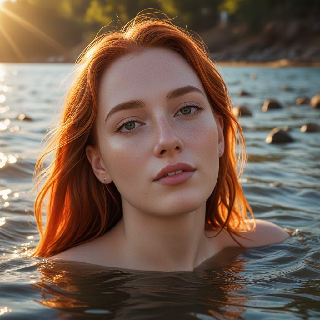 Sultry Sunset River Scene in Photorealistic Digital Art