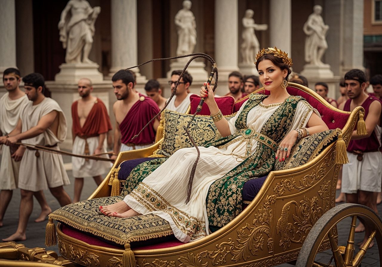 Opulent Roman Empress in Golden Chariot