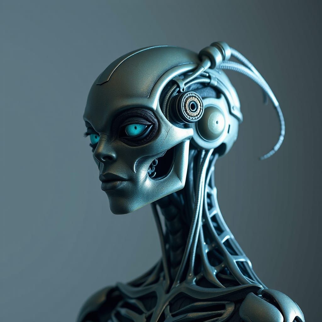 Intricate Chimerical Android in Dramatic Pose