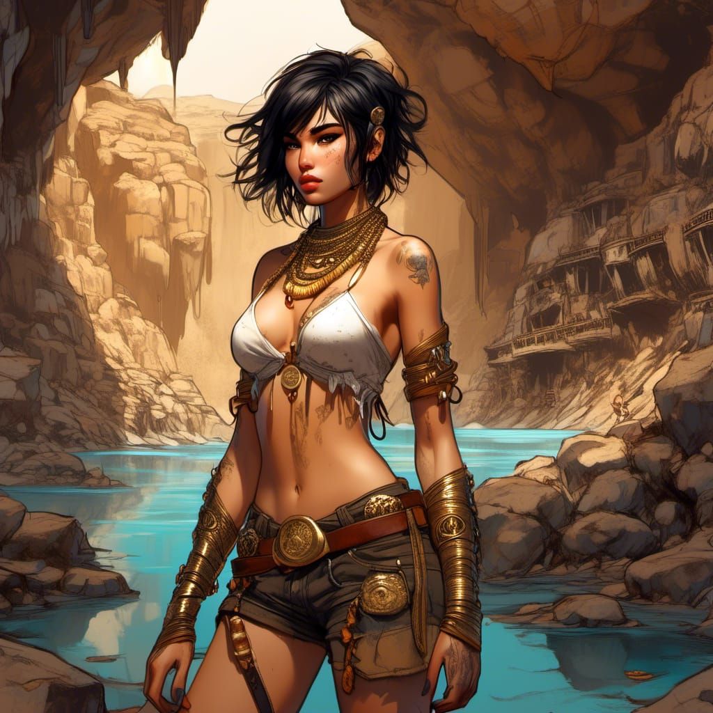 Anime Bandit Babe in Hot Springs Cavern