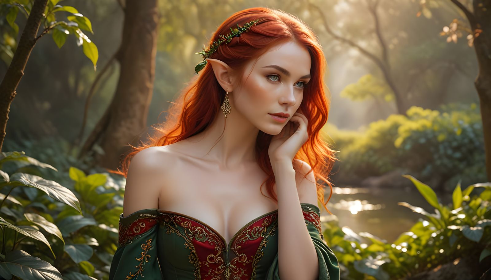 Red-Haired Elf Portrait in 18th Century Style