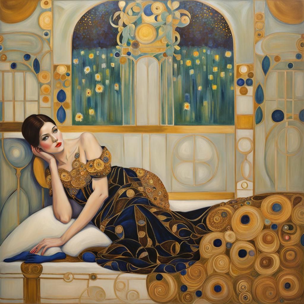 Genteel Woman in the Style of Gustav Klimt