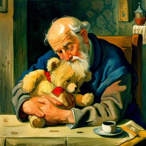 Teddy Bear's Embrace: Fairytale Art